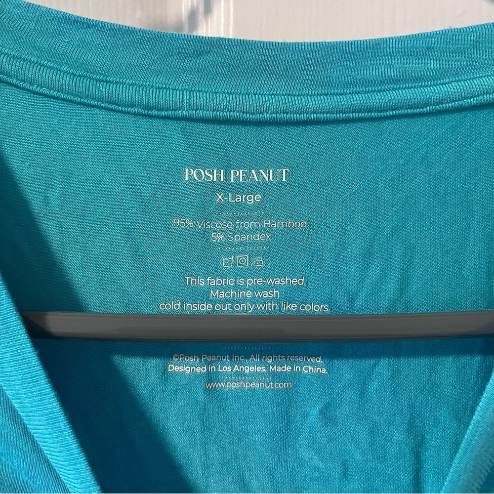Posh Peanut Bright Blue Short Sleeve Sleep Tee 95% Bamboo